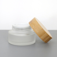 Set Kemasan Kosmetik Bambu, Botol Krim Kaca Buram Kosong dan Set Perawatan Kulit dengan Pompa Semprot, Botol Lotion Tubuh
