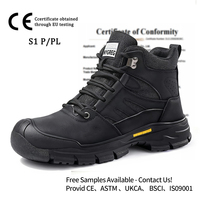 Chaussures de sécurité industrielles en cuir véritable avec semelle intérieure en PU, anti-écrasement, anti-perforation, embout en acier, pour l'hiver et l'usine