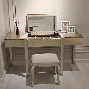 Tavolo da Trucco e Toeletta in Legno Massello <span class=keywords><strong>Stile</strong></span> Americano Yicheng Beauty <span class=keywords><strong>con</strong></span> Specchio, Lussuoso Mobile da Toeletta in Vendita - Product Image 2