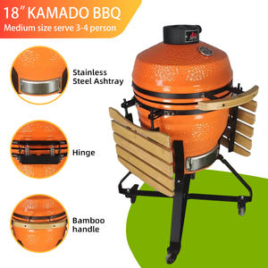 <span class=keywords><strong>Parrilla</strong></span> y Ahumador de Cerámica Estilo Coreano Kimstone de 18 Pulgadas con Acabado de Piedra, Carro Móvil de Acero Inoxidable, Estantes Laterales y Termómetro Externo - Product Image 4