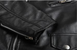 <span class=keywords><strong>Giacca</strong></span> di <span class=keywords><strong>pelle</strong></span> Casual da <span class=keywords><strong>uomo</strong></span> con risvolto Casual da motociclista con chiusura a cerniera, - Product Image 4