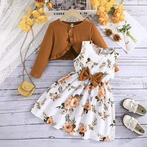 Ensemble Vêtement Enfant Style Européen Filles : <span class=keywords><strong>Robe</strong></span> Florale et Manteau à Manches Longues – Tenues Bébé Fille Robes d'Anniversaire pour 3 Ans - Product Image 6