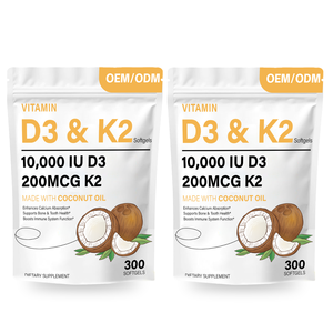 Gélules de Vitamine D3 K2 10 000 UI 200 µg avec Huile de Coco pour la Santé Osseuse - Product Image 2