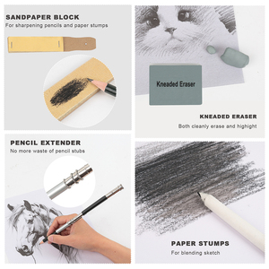 Xin Bowen 54-teiliges Skizzenstift-Set Professionelle Kohlestifte mit Skizzenbuch und Schwarzer Leinwandtasche für Erwachsene - Product Image 3