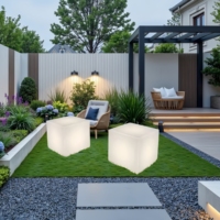 Meuble cube LED lumineux personnalisé sur mesure, logo gratuit, rechargeable, intensité réglable, alimentation solaire, pour événements, mariages, bars