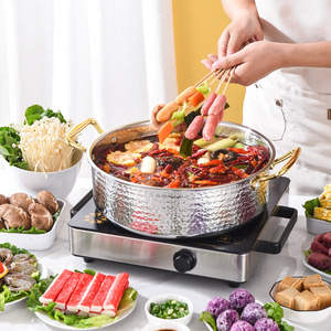 <span class=keywords><strong>Olla</strong></span> de Sopa de Acero Inoxidable de Tres Capas, Gran Capacidad, Diseño Martillado, para Restaurante - Product Image 2