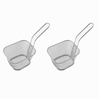 Mini panier carré chromé pour frites, présentoir alimentaire en filet avec poignée pour service de table, filtration des résidus d'huile