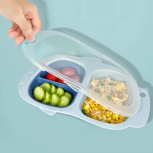 PP en forme de poisson bol silicone bébé pliable cuillère et fourchette assiettes divisées pour enfants boîtes à repas enfants assiettes et bols ensemble