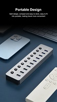 Hub USB de 10 Puertos con Interruptores Individuales, 5Gbps USB 3.0, Alimentación por CC 12V 4A, Aluminio, Plug and Play para Computadoras Windows, Mac y Linux