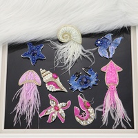 Patchs en tissu maillé écologique en PVC avec strass, série Océan, faits à la main en soie indienne de style français, pour vêtements, chaussures et sacs