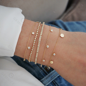 Gemnel Trang Sức Cơ Thể Hawaii Vòng Chân Đá Cz Kim Cương Viền Vàng 18K Bạc 925 Thiết Kế Vòng Tay Quần Vợt - Product Image 6