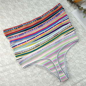 Venta caliente Teen Girl Bragas Ropa interior Impreso T Back <span class=keywords><strong>Tanga</strong></span> Spandex <span class=keywords><strong>Tanga</strong></span> para mujeres Seamless String Latex Briefs - Product Image 6