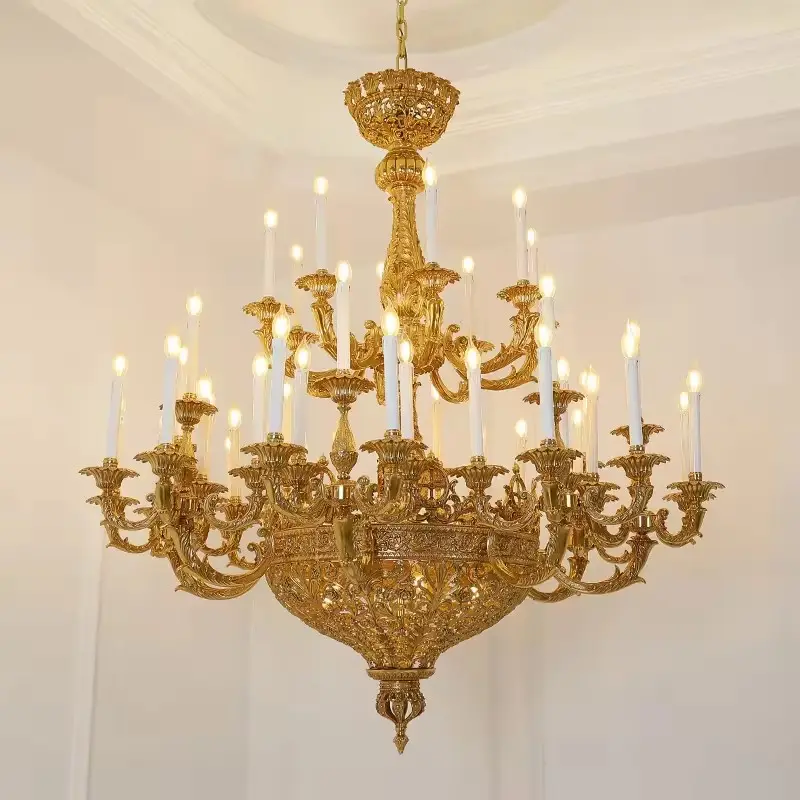 Classic French Empire Luxury Light Medieval Palace European Living Bronze Antique Reproduction Banquet Candle Brass Chandelier