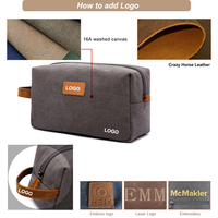 Trousse de Toilette Homme en Toile avec Patch en Cuir – Sac de Voyage en Toile pour Cadeau de Garçons d'Honneur – Vente en Gros