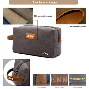 Trousse de Toilette <span class=keywords><strong>Homme</strong></span> en Toile avec Patch en <span class=keywords><strong>Cuir</strong></span> – Sac de Voyage en Toile pour Cadeau de Garçons d'Honneur – Vente en Gros - Product Image 5