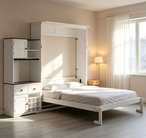 [Stock US] <span class=keywords><strong>Lit</strong></span> Murphy Queen Size <span class=keywords><strong>avec</strong></span> armoire de rangement, casier à vin, porte-verres, tiroirs et bande LED multicolore – Expédition domestique aux États-Unis, MOQ 1 - Product Image 3