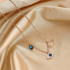Acciaio inossidabile placcato <span class=keywords><strong>oro</strong></span> 18K pietra Turkish protezione occhi ciondoli collana ciondolo donna gioielli - Product Image 3
