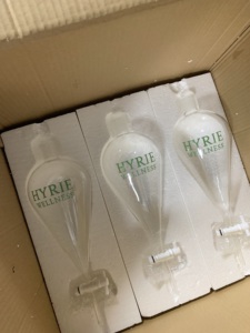 Imbuto di separazione a pera in vetro BORO3.3 personalizzato da 1000ml/2000ml per dispenser di profumo, montabile a parete, con valvola in vetro o PTFE - Product Image 2