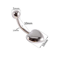 Anneau de nombril en acier inoxydable en forme de cœur, très vendu en Europe et en Amérique, bijoux de piercing corporel