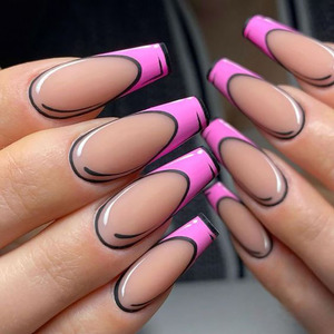 24 <span class=keywords><strong>Uñas</strong></span> Postizas de Arte Pop, Estilo Cómic, Cobertura Completa, Acrílico ABS, Coloridas, Mate, OEM, Stiletto, Reutilizables, Venta al por Mayor - Product Image 4