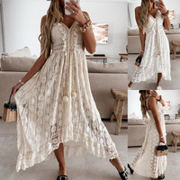 2024 été nouveau Boho Sexy Maxi robes robe d'été grande taille Slip blanc dentelle robe femmes élégant