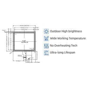 หน้าจอแสดงผลความสว่างสูง 8 นิ้ว 1024x768 800nits IPS LVDS TFT LCD พร้อมระบบสัมผัสแบบ Capacitive - Product Image 2