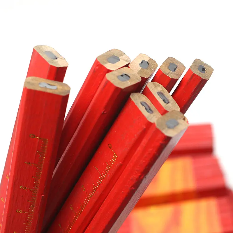 Red Cover Black Lead Flat Carpenter Pencils Builders Woodworking Craft DIY Marker Pencil