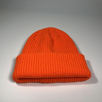 Gorro de Punto Acrílico de Alta Calidad OEM para Hombre, Personalizable con Bordado, Color Naranja Brillante, Gorro de Caza para Adultos