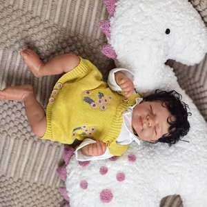 Muñeca realista de 18 pulgadas <span class=keywords><strong>con</strong></span> <span class=keywords><strong>ojos</strong></span> <span class=keywords><strong>cerrados</strong></span>, cuerpo de vinilo <span class=keywords><strong>con</strong></span> traje de tela, la más nueva muñeca recién nacida para niñas - Product Image 6