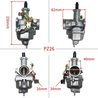 Carburateur Moto et Quad 125cc 150cc 26mm PZ26 pour Honda CB125 XL125S TRX250 250EX CRF100 XR100 XR200 (2003-2005)