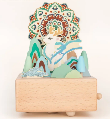 Brown-Nine-colored Deer Music Box
