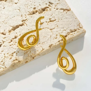 Pendientes Geométricos para Mujer en Acero Inoxidable 316L Resistente con Diseño de Línea Irregular, Joyería de Moda Hipoalergénica - Product Image 3