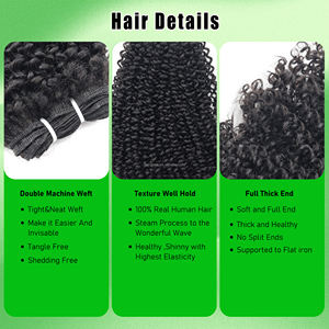 100 g/paquete de extensiones de cabello humano rizado Afro negro Natural Remy ruso de trama de cabello humano para mujer negra - Product Image 5