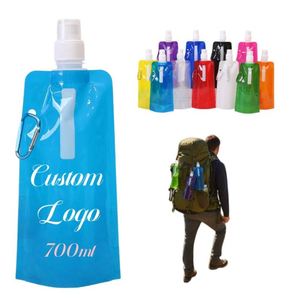 Botella de Agua Plegable Portátil de PE con Logotipo Personalizado, con Mosquetón, para Deportes al Aire Libre, Senderismo, Camping, Ciclismo, Conciertos - Product Image 1