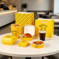 Boîte en papier jetable pour plats à emporter, emballage pour frites, boîte personnalisée pour ailes de poulet et burgers, conteneur pour combo de restauration rapide à emporter