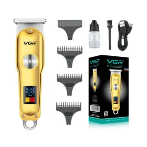 VGR V-290 0mm T Blades Professional Salon Barber Clippers Rechargeable Electric Hair Trimmer With LCD Display