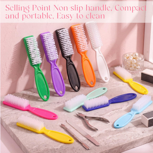 Plastic Nail Cleaning Brush Fiber Wool Dust Removal Brush Non Slip Manicure Pedicure Care Tool - Product Image 4