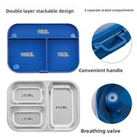 ZB Edelstahl-Lunchbox Auslaufsicher Thermisch 304 Lebensmittelecht 2/3 Fächer 1000ml für Schule Büro Großhandel OEM BPA-frei