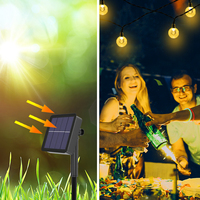 Guirlandes lumineuses solaires OVO-056 à bulles, 2 modes, étanches IP65, pour extérieur, jardin, fête, mariage, allée, décoration de cour