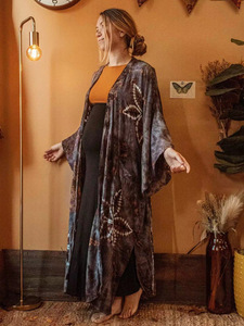 Tie-Dye <span class=keywords><strong>Cardigan</strong></span> Bikini <span class=keywords><strong>Beach</strong></span> Sonnenschutz hemd mit Position ierung Bedruckter Badeanzug Cover Ups <span class=keywords><strong>Beach</strong></span> Kimono - Product Image 3