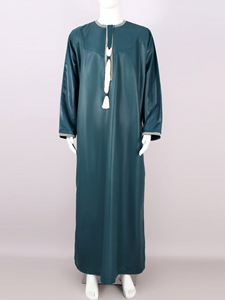 Ropa Islámica, Thobe Omaní de Manga Larga para Hombre, Jubba Árabe con Cremallera, Thobe Musulmán Saudí Árabe de Dubái para Hombre - Product Image 2