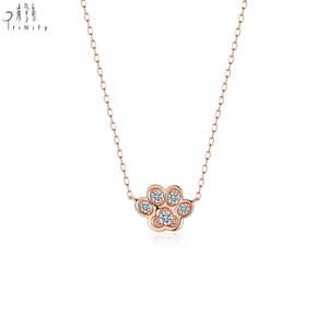 Hot Selling <b>Lovely</b> Design Paw Design Pendant 18K Solid Rose Gold Real Natural Diamond Pendant Necklace Birthday <b>Gift</b> For Girls - Product Image 1