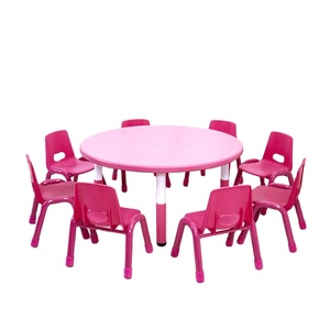 Đồ Nội Thất Nhà Trẻ Màu Đỏ Nhiều Kiểu Màu Đồ Nội Thất Bằng Nhựa Có Thể Điều Chỉnh Chiều Cao Ghế Và Bàn Học Cho Trẻ Em - Product Image 1