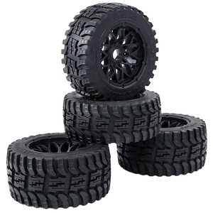 ROFUN 854821 1/5 <span class=keywords><strong>5B</strong></span> Pneus en caoutchouc tout-terrain 4 pièces Ensemble complet 170x60mm Avant + 170x80mm Arrière Roues tout-terrain pour <span class=keywords><strong>Baja</strong></span> Baha Buggy - Product Image 1