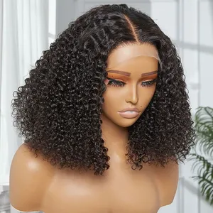 Peruca Hd barata virgem Remy 100% real peruca de cabelo humano para mulheres negras peruca curta encaracolada de cabelo humano