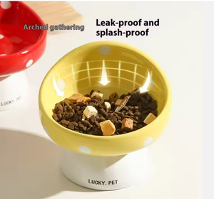 Cuenco de cerámica para mascotas de setas, protección cervical personalizada y duradera, cuenco elevado para comida de <span class=keywords><strong>gatos</strong></span> para cachorros y perros, novedad - Product Image 3