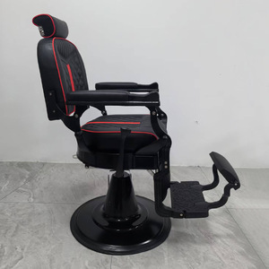 Chaise de Barbier Hydraulique Noire et Rouge en Alliage d'Aluminium et Fer, Meuble de Salon Très Vendu pour Hommes - Product Image 3