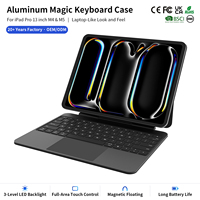 Clavier magique sans fil en aluminium à 78 touches avec pavé tactile pour iPad Pro 13 pouces, clavier de tablette avec rétroéclairage USB Type-C