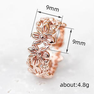 Anello Floreale Q514 Placcato in Oro Rosa, Anelli di Moda per Matrimonio da Donna in Lega Senza Incastonatura di Pietre - Product Image 5