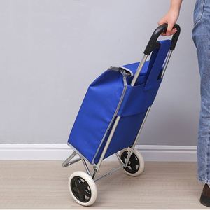 Custom Portable Folding Shopping Trolley with Detachable Oxford Cloth Bag 2-Wheel Portable Grocery <b>Cart</b> for Supermarkets - Product Image 2